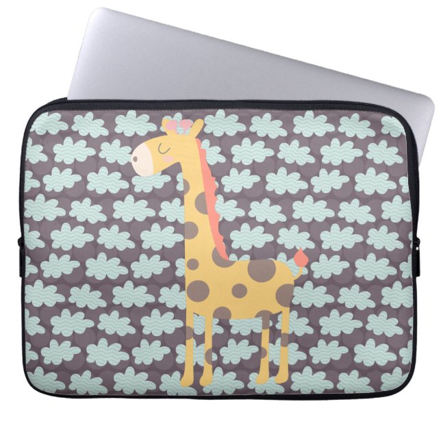 Protection Pour Ordinateur Portable Giraffe et nuages (Devant)