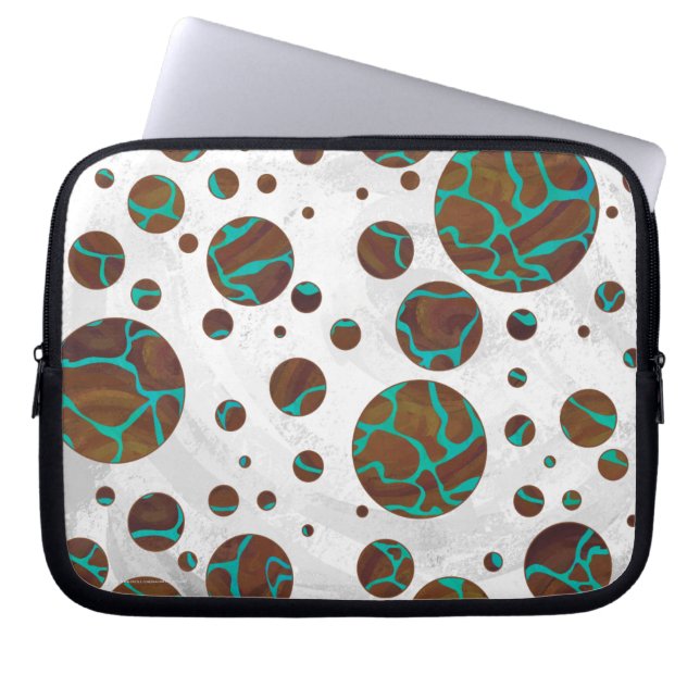 Protection Pour Ordinateur Portable Giraffe Impression Brown et Turquoise (Devant)