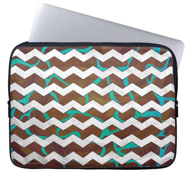 Protection Pour Ordinateur Portable Giraffe Impression Brown et Turquoise (Devant)