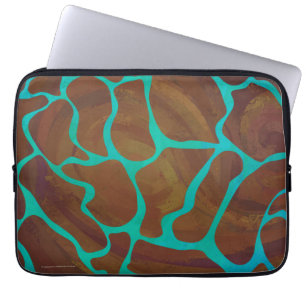 Protection Pour Ordinateur Portable Giraffe Impression Brown et Turquoise