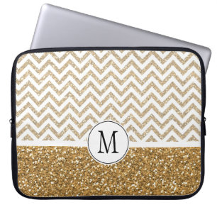 Protection Pour Ordinateur Portable Gold Glam Faux Parties scintillant Chevron