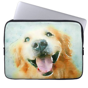 Protection Pour Ordinateur Portable Golden retriever de sourire dans l'aquarelle