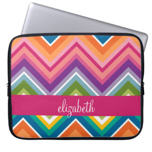 Protection Pour Ordinateur Portable Grand Motif coloré Chevron avec nom