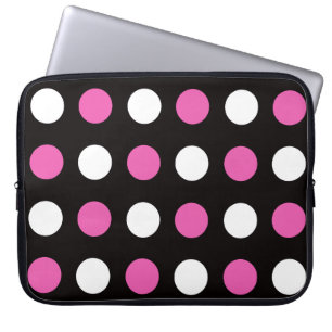 Protection Pour Ordinateur Portable Gras Pois noir rose blanc