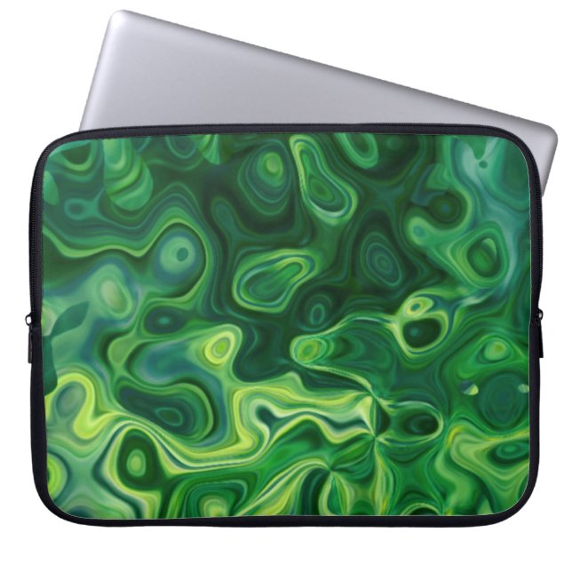Protection Pour Ordinateur Portable Green Amoeba Motif Art Abstrait (Devant)