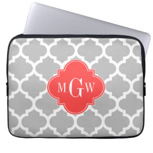 Protection Pour Ordinateur Portable Grey Whal Marocain #5 Coral Rouge 3 Monogramme ini