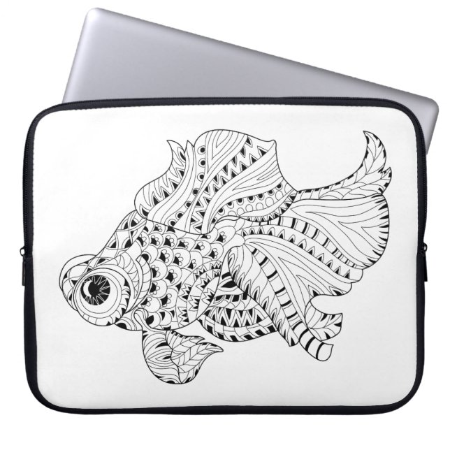 Protection Pour Ordinateur Portable Griffonnage de poissons (Devant)