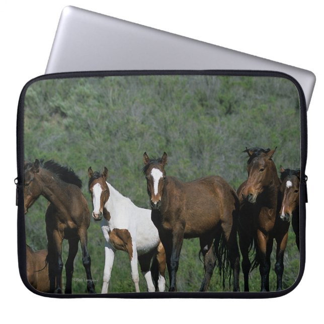 Protection Pour Ordinateur Portable Groupe de chevaux sauvages de mustang (Devant)