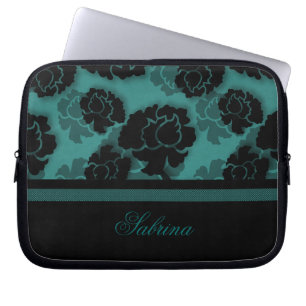 Protection Pour Ordinateur Portable Grungy Floral Decadence Electronique Sac, Turquois