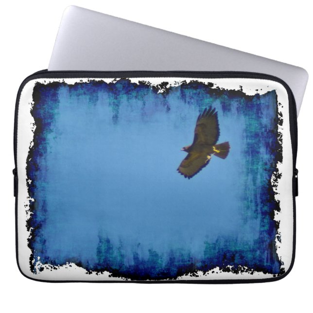 Protection Pour Ordinateur Portable Grungy Red Tail Hawk Soaring (Devant)