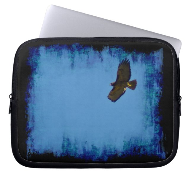 Protection Pour Ordinateur Portable Grungy Red Tail Hawk Soaring (Devant)
