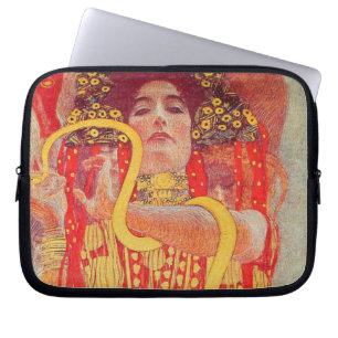 Protection Pour Ordinateur Portable Gustav Klimt Red Woman Gold Snake Peinture