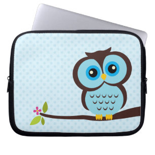 Protection Pour Ordinateur Portable Hibou bleu mignon