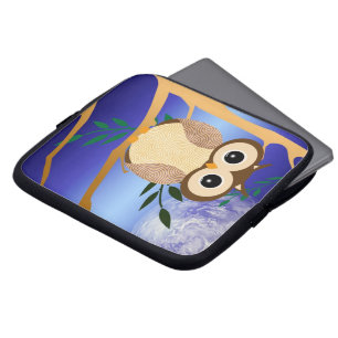 Protection Pour Ordinateur Portable Hibou mignon de minuit de bande dessinée