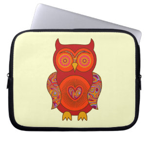 Protection Pour Ordinateur Portable Hibou psychédélique rouge