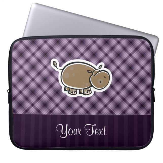 Protection Pour Ordinateur Portable Hippopotame mignon ; Pourpre (Devant)