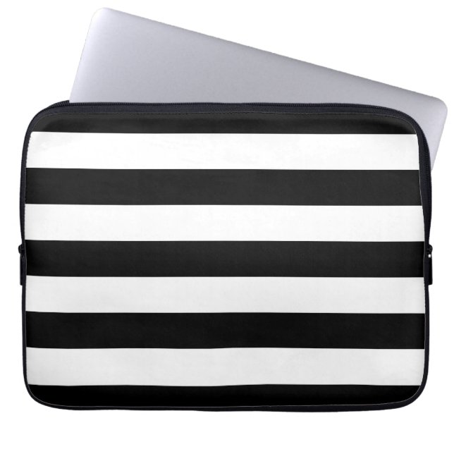 Protection Pour Ordinateur Portable Horizontal Black And White Stripes (Devant)