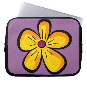 Protection Pour Ordinateur Portable Illustration de jolie fleur jaune
