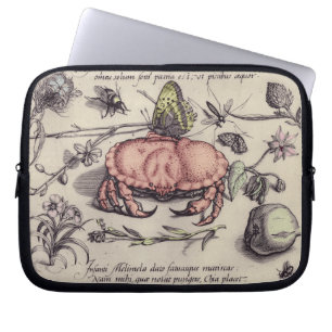 Protection Pour Ordinateur Portable Illustration de la fleur d'insectes botaniques du