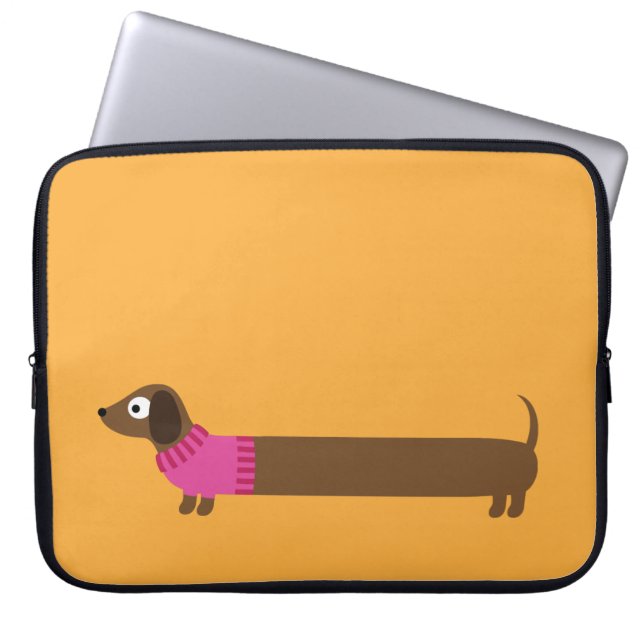 Protection Pour Ordinateur Portable Illustration de mignonne long Dachshund (Devant)