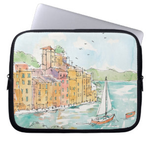 Protection Pour Ordinateur Portable Illustration de port de Porofino avec le voilier