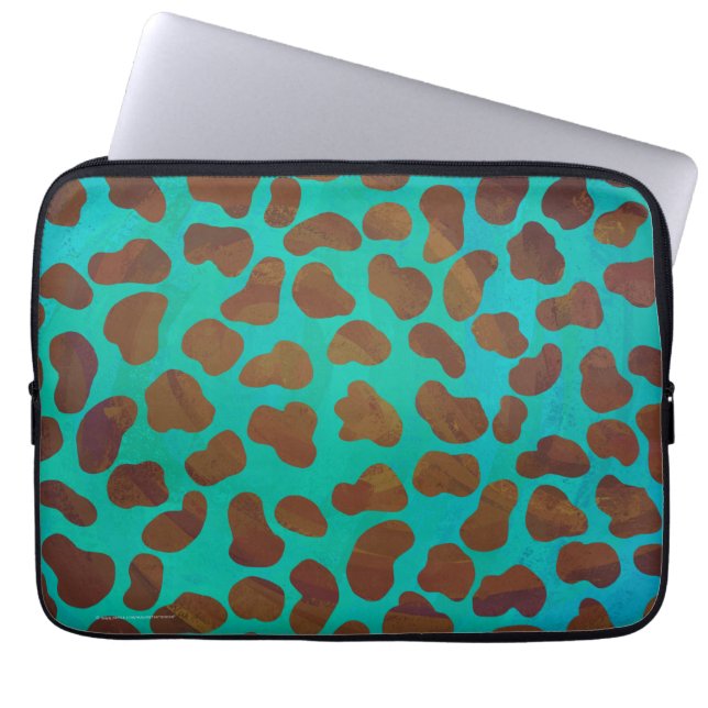 Protection Pour Ordinateur Portable Impression Brown et Turquoise dalmate (Devant)