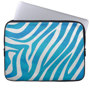 Protection Pour Ordinateur Portable Impression en bleu et blanc Zebra