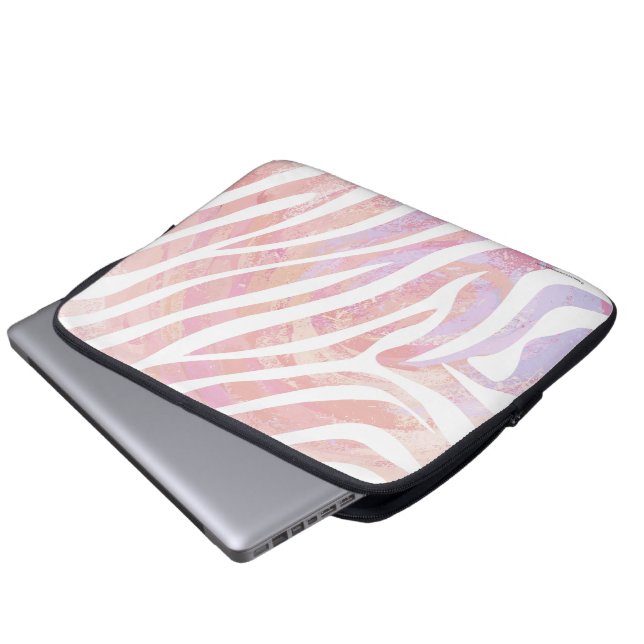 Protection Pour Ordinateur Portable Impression zèbre rose et blanc (Devant bas)