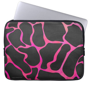Protection Pour Ordinateur Portable Imprimé girafe rose vif et noir