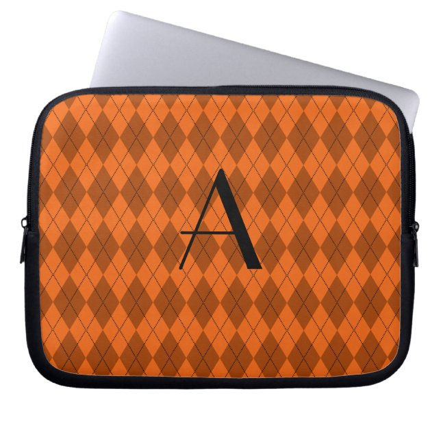Protection Pour Ordinateur Portable Jacquard d'orange de monogramme (Devant)