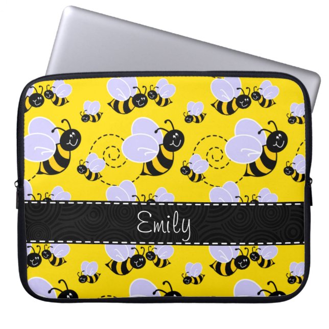Protection Pour Ordinateur Portable Jaune et noir gaffez l'abeille (Devant)