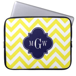 Protection Pour Ordinateur Portable Jaune Lg Chevron Marine Quatrefeuilles 3 Monogramm