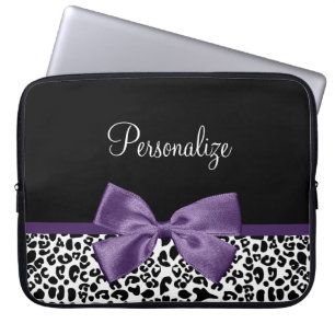 Protection Pour Ordinateur Portable Jeune Empreinte de léopard Joli Ruban Violet Avec