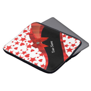 Protection Pour Ordinateur Portable Joli girly personnalisé rouge et blanc