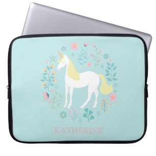 Protection Pour Ordinateur Portable Jolie licorne & Fleurs Personnalisées