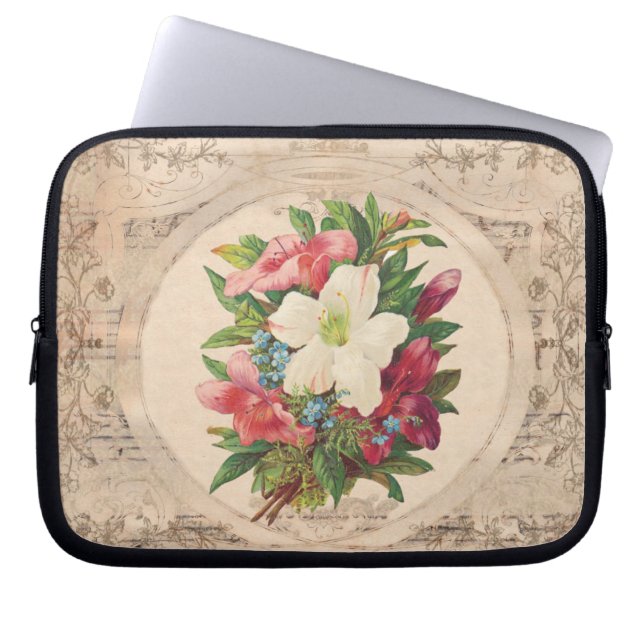 Protection Pour Ordinateur Portable Jolies fleurs antiques (Devant)