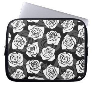 Protection Pour Ordinateur Portable Jolies roses Vintages en noir et blanc