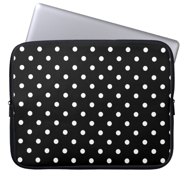 Protection Pour Ordinateur Portable jolis pois noirs et blancs. (Devant)