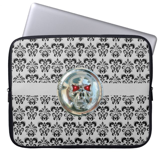 Protection Pour Ordinateur Portable JUMEAU DAMASK gris noir (Devant)
