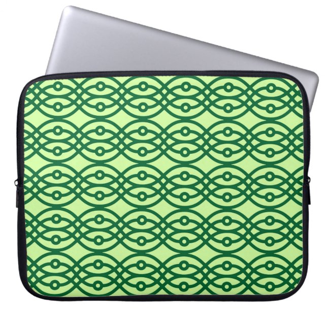 Protection Pour Ordinateur Portable Kimono, vert clair et vert foncé (Devant)