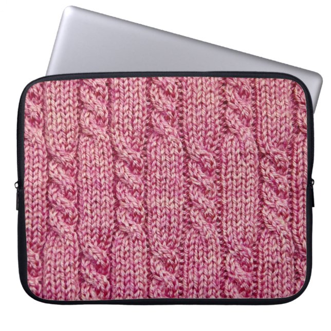 Protection Pour Ordinateur Portable Knit câblé par fil rose (Devant)