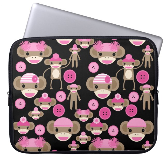 Protection Pour Ordinateur Portable La chaussette rose Girly mignonne Monkeys des (Devant)