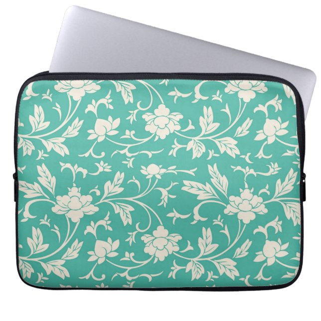 Protection Pour Ordinateur Portable La turquoise audacieuse de mod fleurit la douille (Devant)