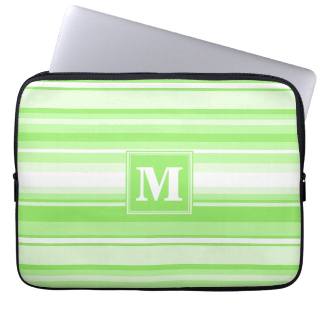 Protection Pour Ordinateur Portable Landes vertes de chaux monogrammes (Devant)