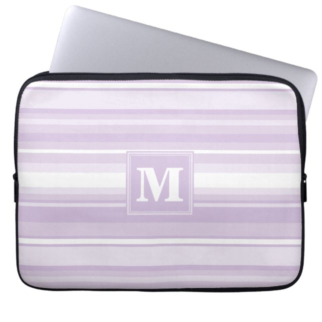 Protection Pour Ordinateur Portable Landes violettes de chardon monogramme (Devant)