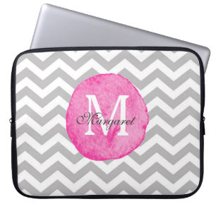 Protection Pour Ordinateur Portable L'aquarelle rose Chevron personnalisent la caisse