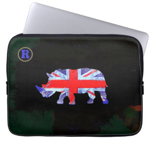 Protection Pour Ordinateur Portable l'art animal du rhino britannique