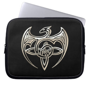 Protection Pour Ordinateur Portable Le Celtic Trine de dragon argenté et noir noue