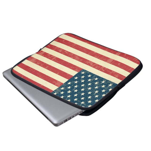 Protection Pour Ordinateur Portable Le drapeau américain âgé s'est fané (Devant bas)