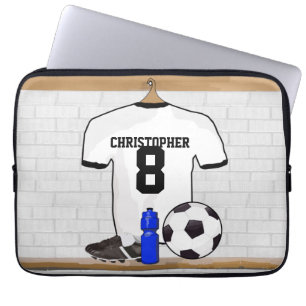 Protection Pour Ordinateur Portable Le football Jersey noir blanc personnalisé du